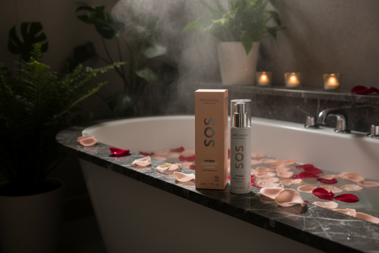 MÁDARA SOS Hydra Cream - stemningsfuldt badeværelse