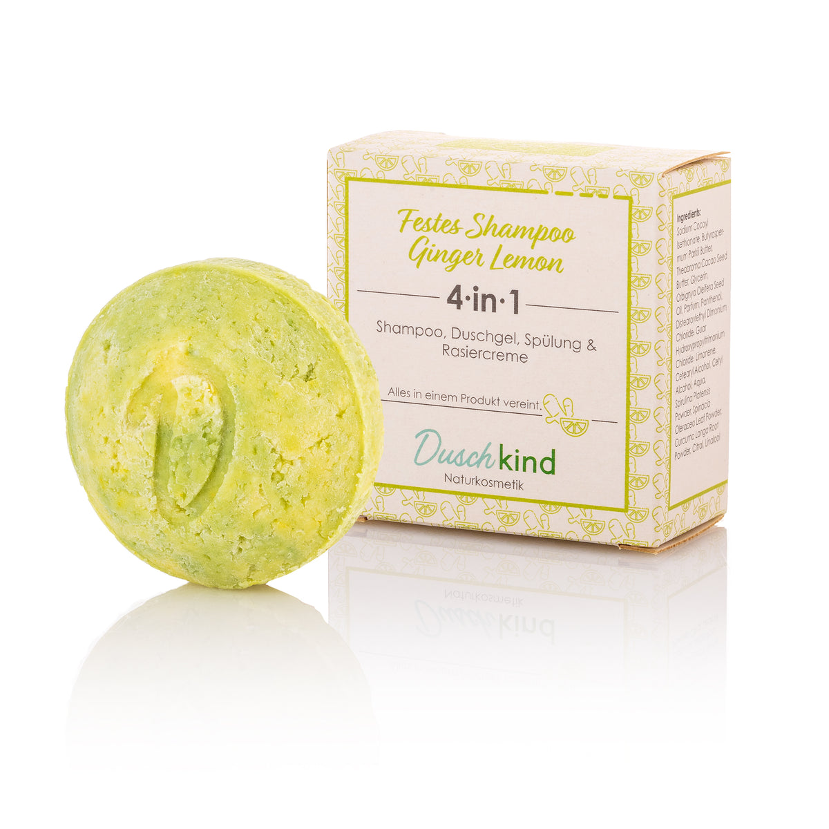 Duschkind Shampoo Bar Ingefær & Citron med emballage