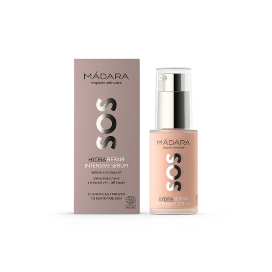 MÁDARA SOS Hydra Repair Serum 30ml med æske – forfra 